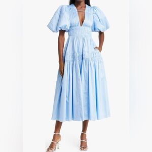 Aje Falling Water Puff Sleeve
Cotton Midi Dress 2 Like New